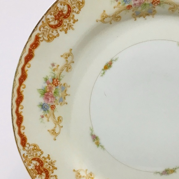 Set of 4 Vintage Hinode Noritake Diner Plates Tan and Flowers Discontinued 10” - Picture 7 of 7